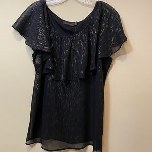 Black and Gold Ruffled Top